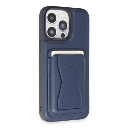 HDD Apple iPhone 14 Pro Kılıf HD Deri Luxury Magnet Kartvizitli Kapak - Lacivert