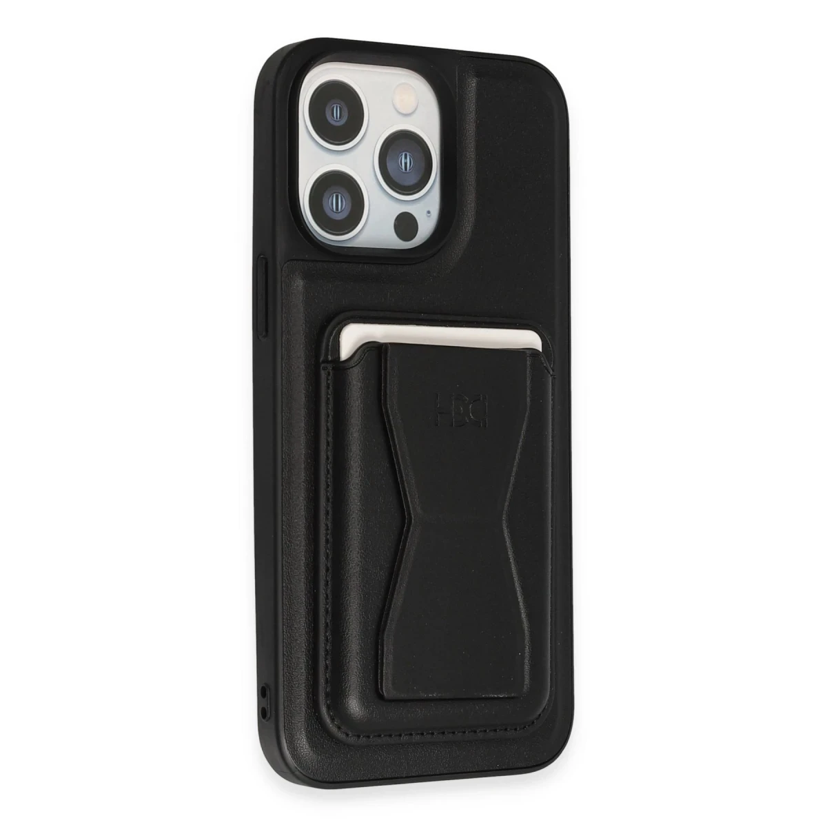 HDD Apple iPhone 14 Pro Kılıf HD Deri Luxury Magnet Kartvizitli Kapak - Siyah