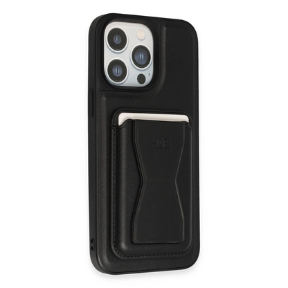 HDD Apple iPhone 14 Pro Kılıf HD Deri Luxury Magnet Kartvizitli Kapak - Siyah