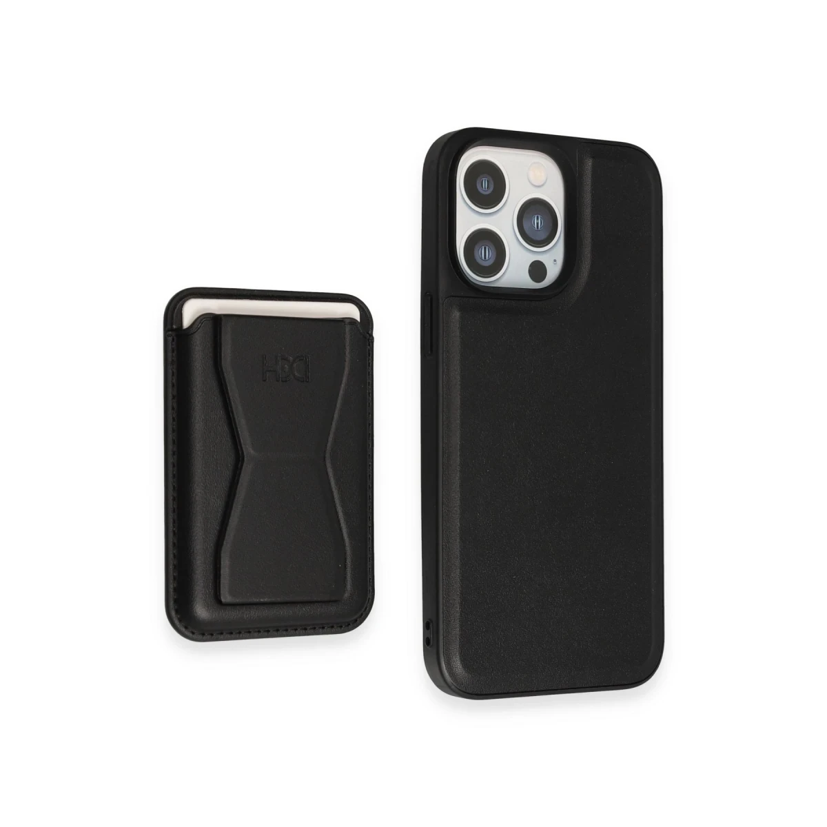 HDD Apple iPhone 14 Pro Kılıf HD Deri Luxury Magnet Kartvizitli Kapak - Siyah