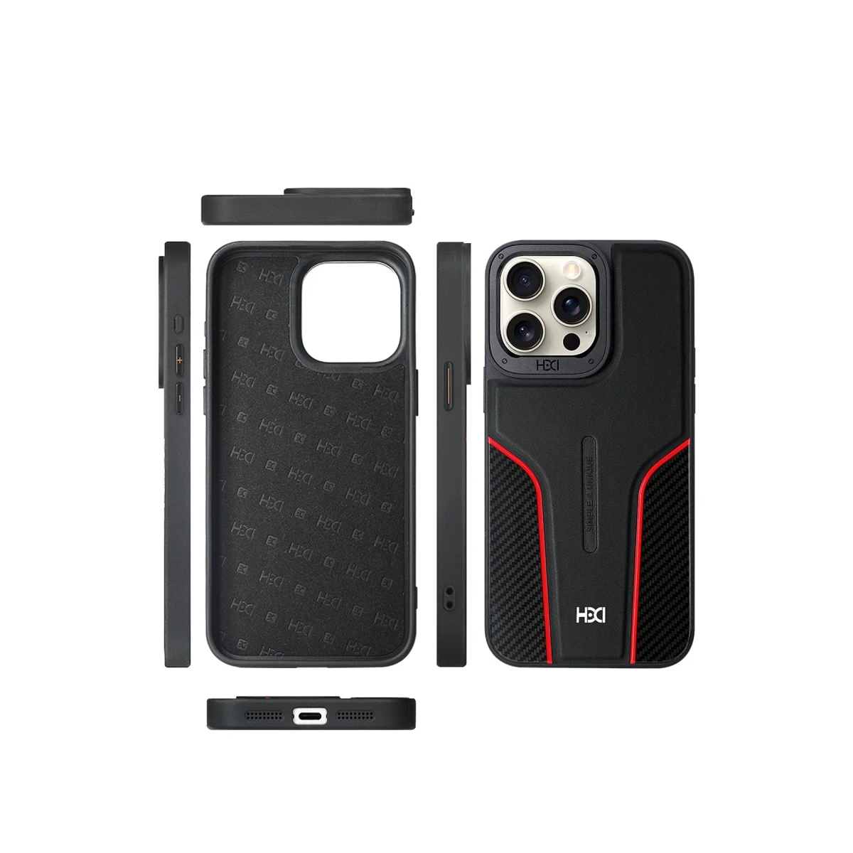 HDD Apple iPhone 14 Pro Max HBC-264 Lambor Karbon Fiber Sport Kapak - Siyah