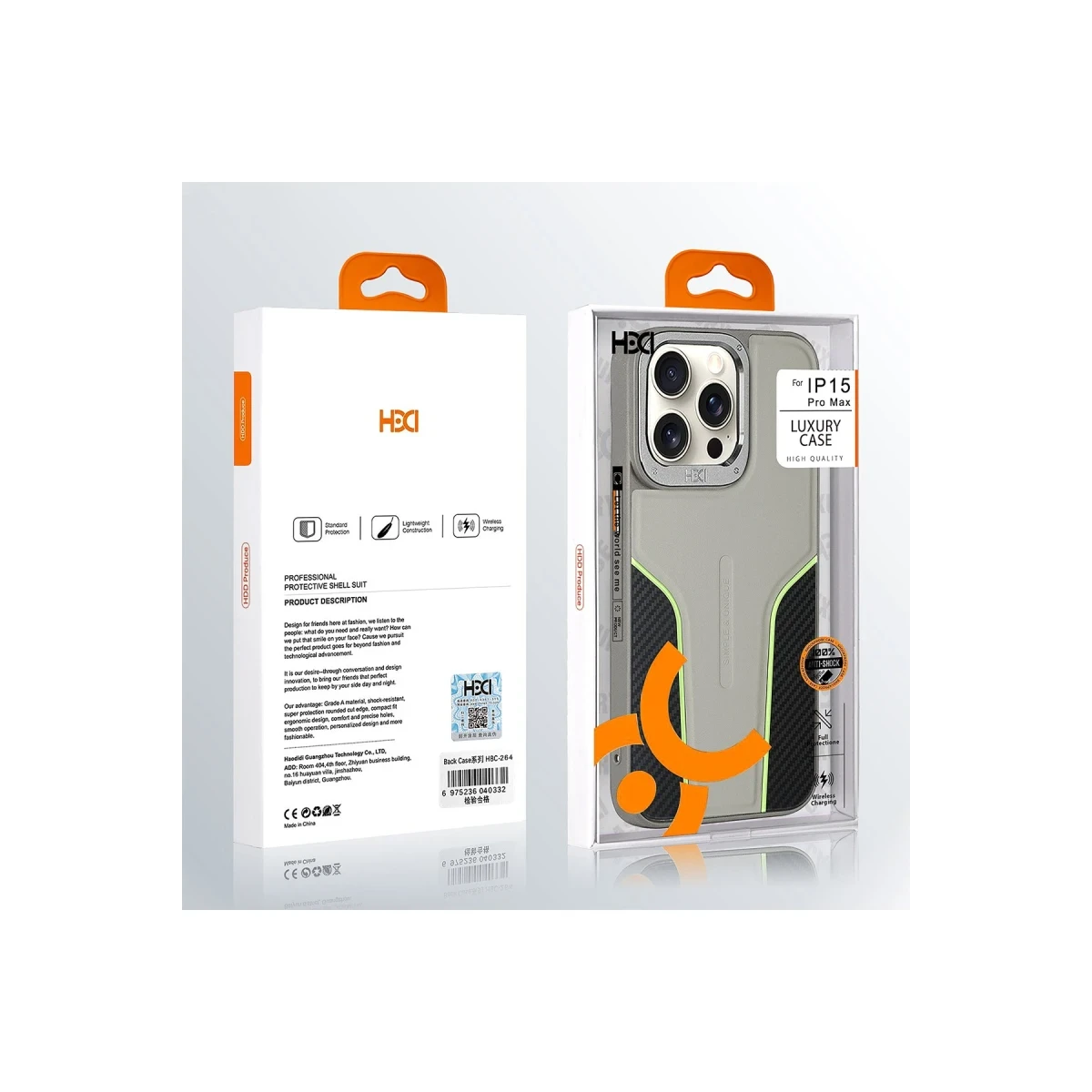 HDD Apple iPhone 14 Pro Max HBC-264 Lambor Karbon Fiber Sport Kapak - Titan Gri