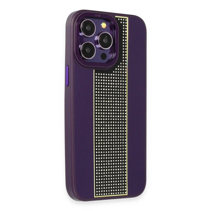 HDD Apple iPhone 14 Pro Max Kılıf HBC-160 Almera Taşlı Kapak - Derin Mor