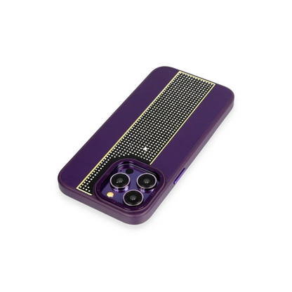 HDD Apple iPhone 14 Pro Max Kılıf HBC-160 Almera Taşlı Kapak - Derin Mor