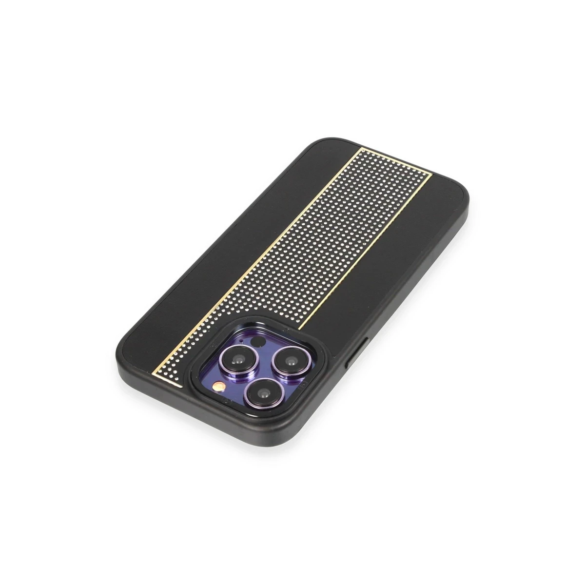 HDD Apple iPhone 14 Pro Max Kılıf HBC-160 Almera Taşlı Kapak - Siyah