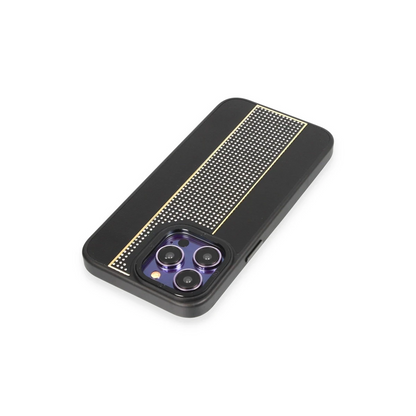 HDD Apple iPhone 14 Pro Max Kılıf HBC-160 Almera Taşlı Kapak - Siyah