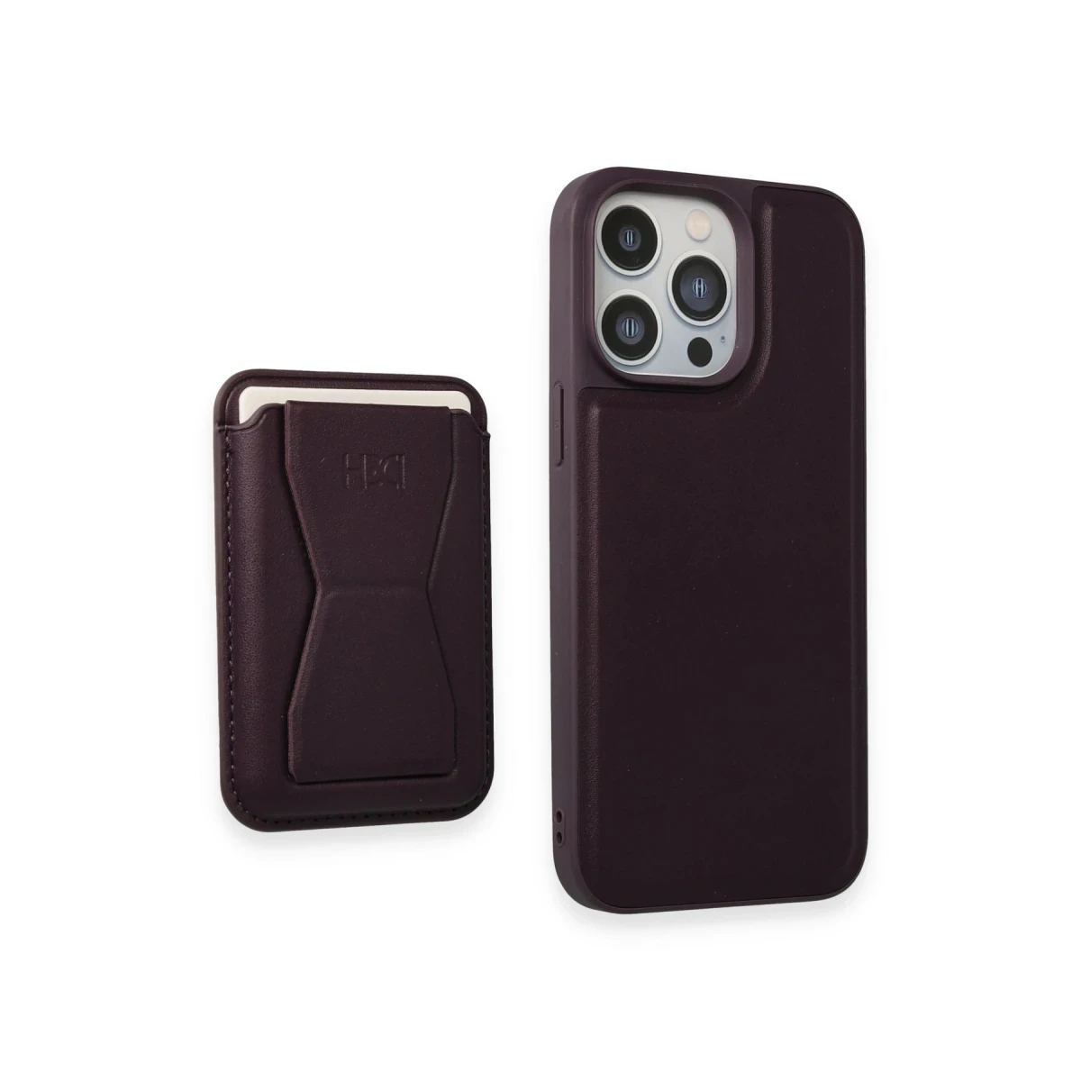 HDD Apple iPhone 14 Pro Max Kılıf HD Deri Luxury Magnet Kartvizitli Kapak - Derin Mor