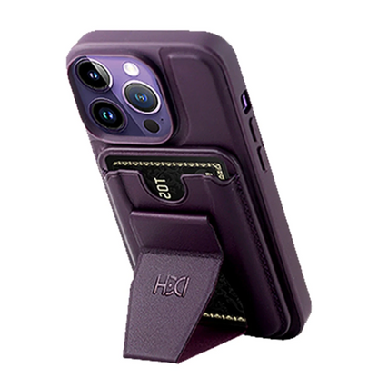 HDD Apple iPhone 14 Pro Max Kılıf HD Deri Luxury Magnet Kartvizitli Kapak - Derin Mor