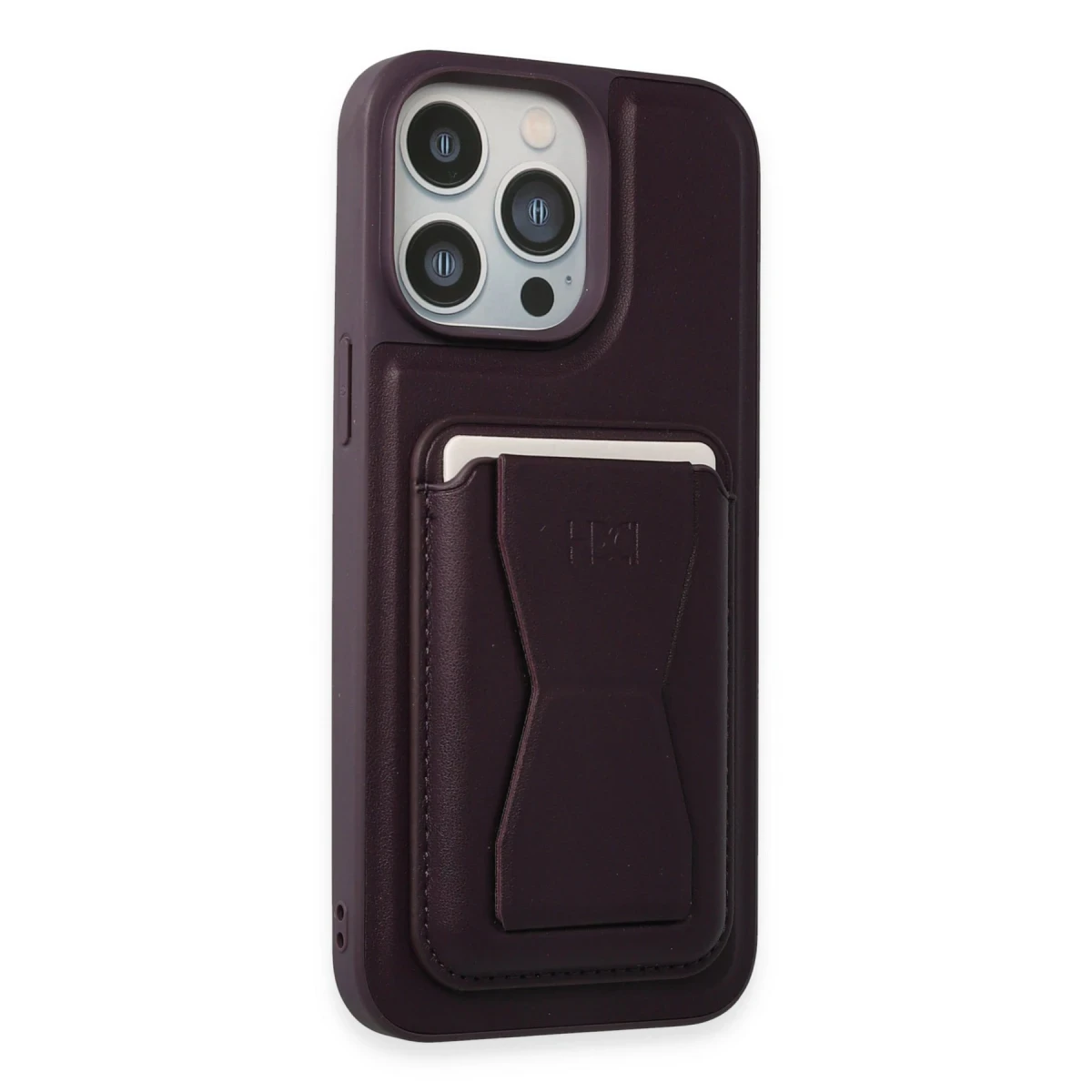 HDD Apple iPhone 14 Pro Max Kılıf HD Deri Luxury Magnet Kartvizitli Kapak - Derin Mor