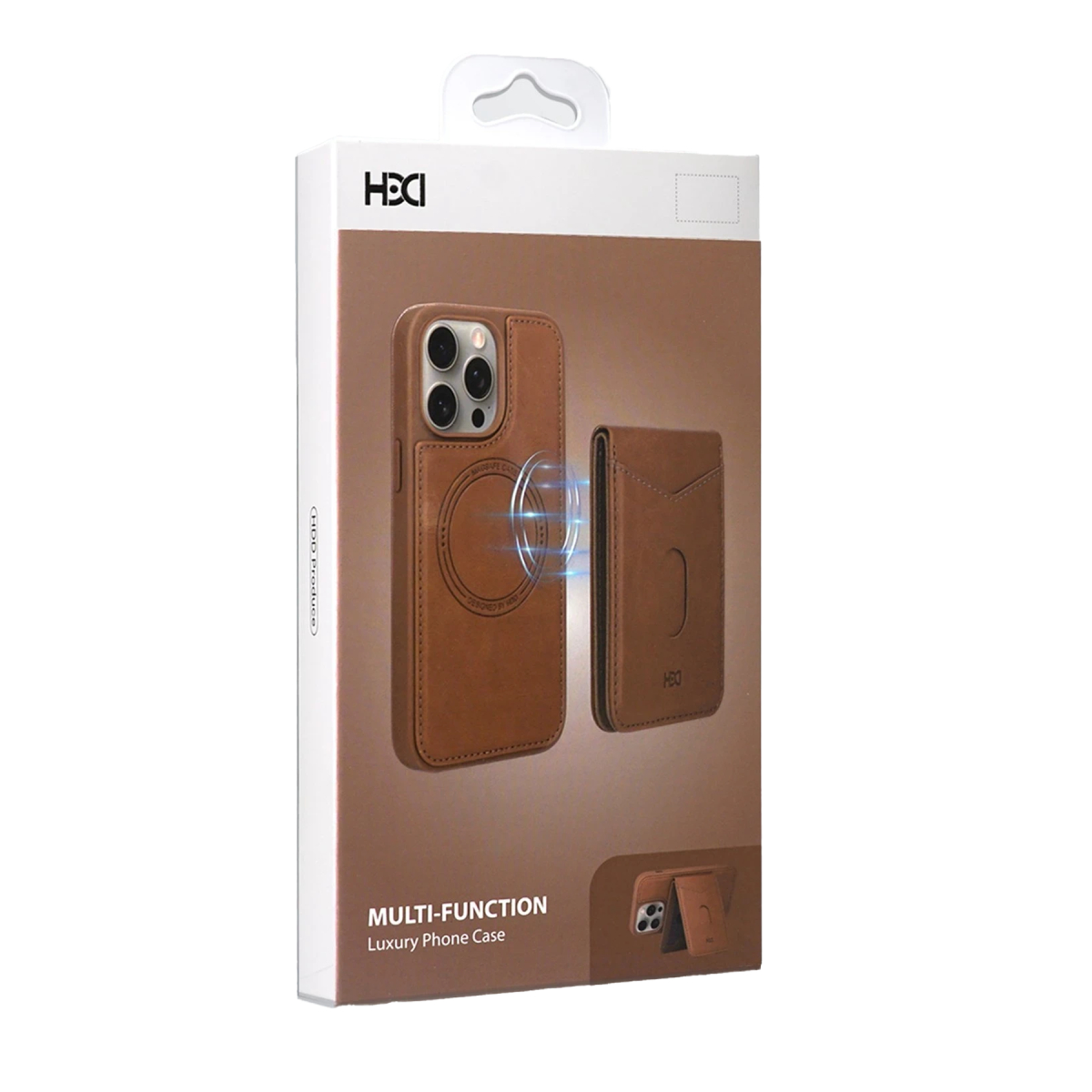 HDD Apple iPhone 15 HBC-246 Ottawa Magnet Kartvizitli Standlı Kapak - Kahverengi