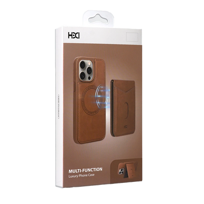 HDD Apple iPhone 15 HBC-246 Ottawa Magnet Kartvizitli Standlı Kapak - Kahverengi