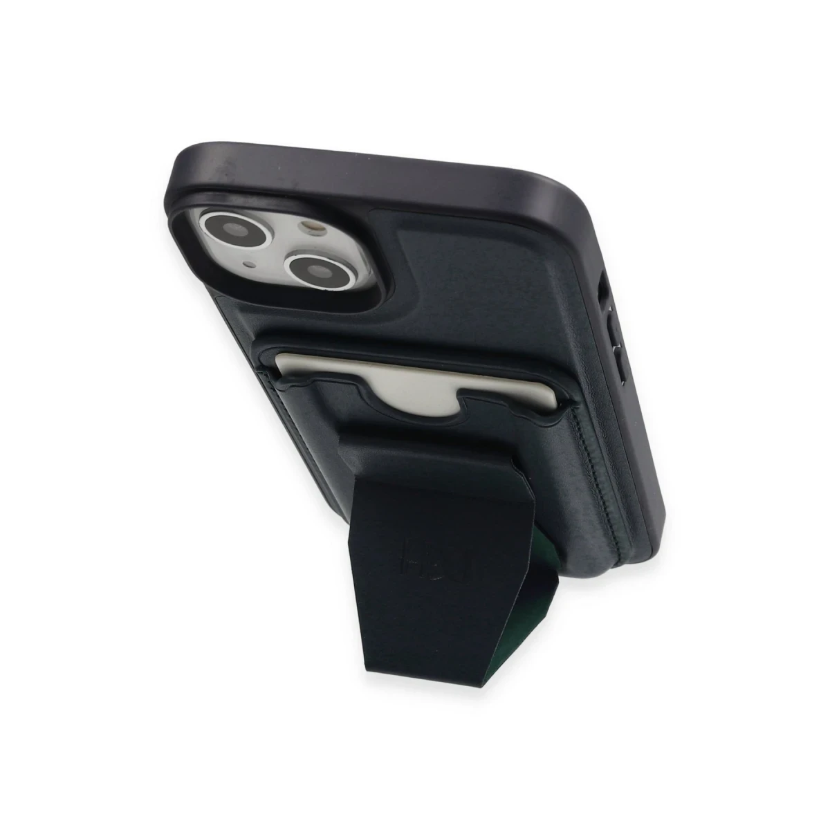 HDD Apple iPhone 15 Kılıf HD Deri Luxury Magnet Kartvizitli Kapak - Koyu Yeşil