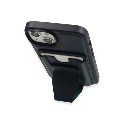 HDD Apple iPhone 15 Kılıf HD Deri Luxury Magnet Kartvizitli Kapak - Koyu Yeşil