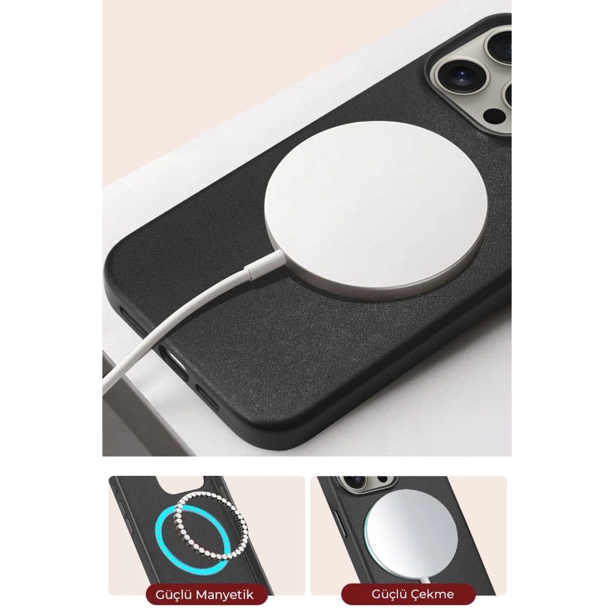 HDD Apple iPhone 15 Pro Max HBC-242 Dividing Magsafe Kapak - Titan Gri