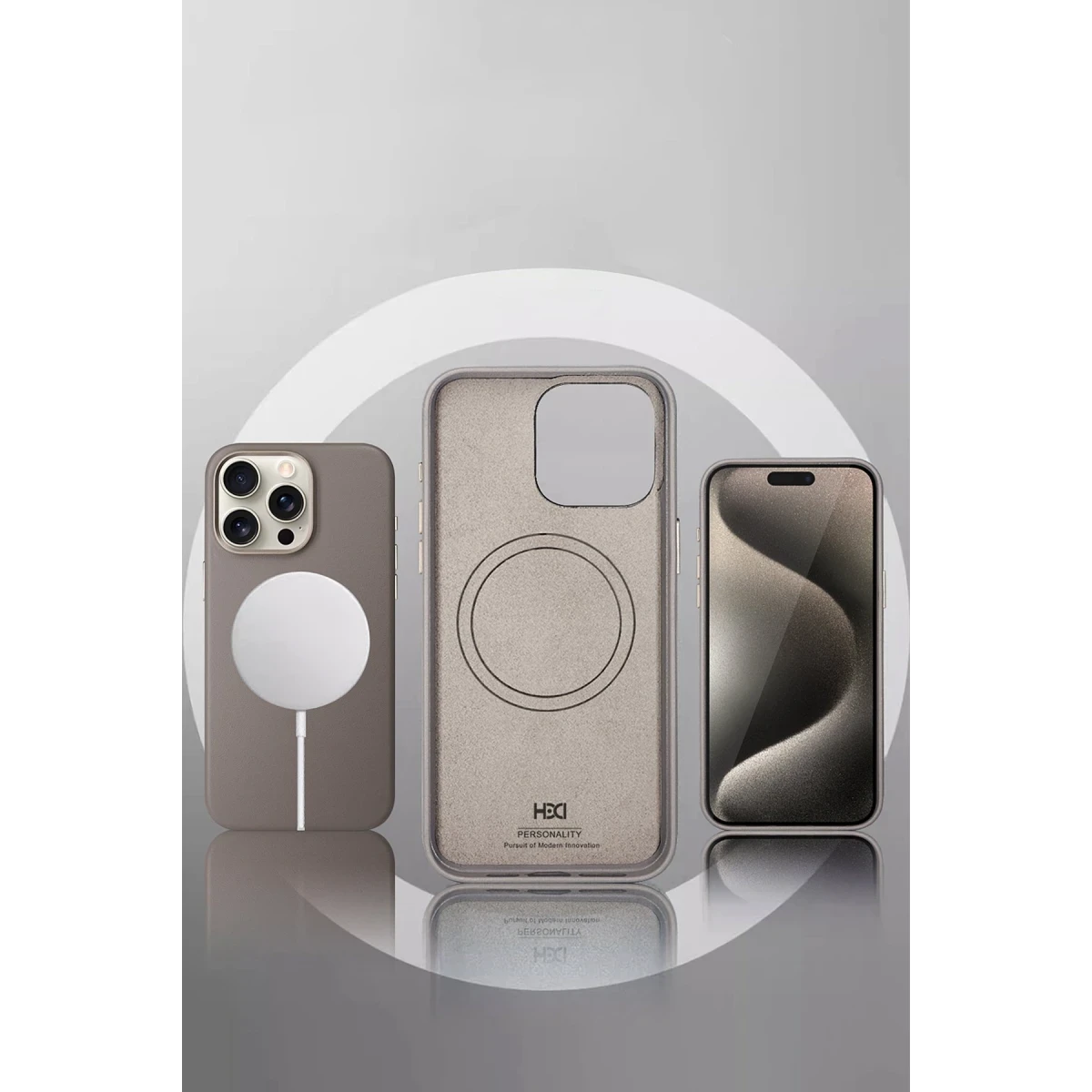 HDD Apple iPhone 15 Pro Max HBC-242 Dividing Magsafe Kapak - Titan Gri