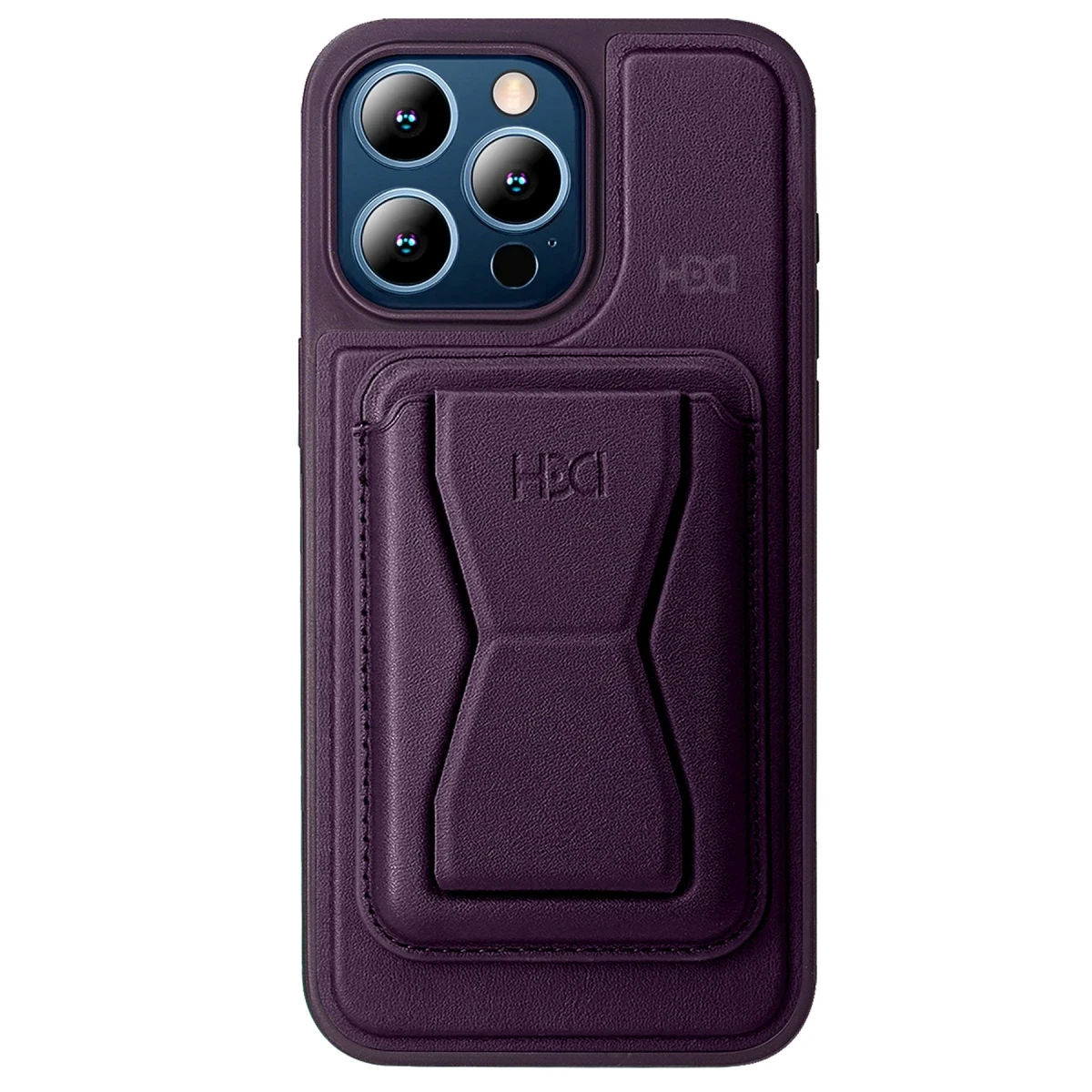 HDD Apple iPhone 15 Pro Max Kılıf HD Deri Luxury Magnet Kartvizitli Kapak - Derin Mor