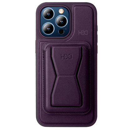 HDD Apple iPhone 15 Pro Max Kılıf HD Deri Luxury Magnet Kartvizitli Kapak - Derin Mor