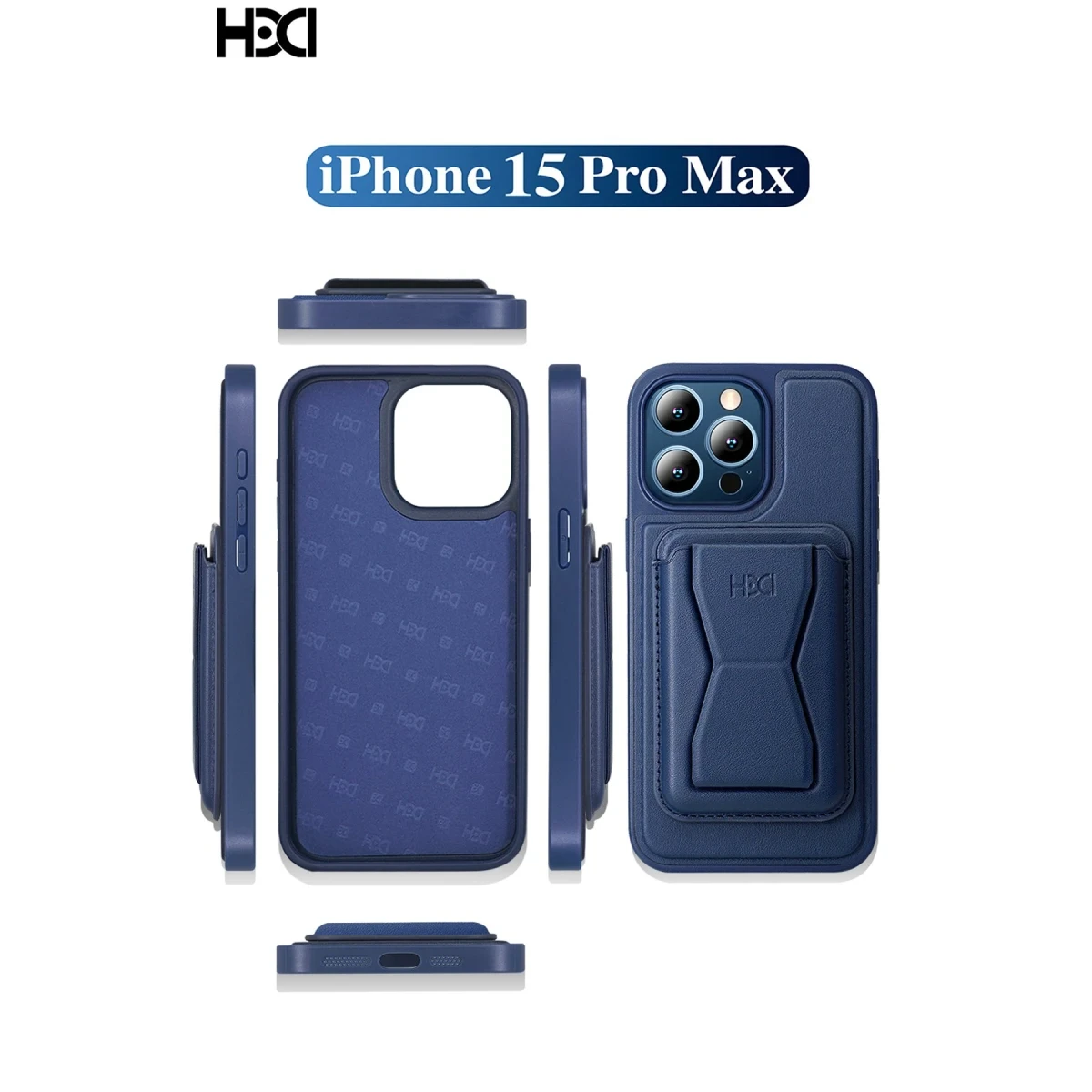 HDD Apple iPhone 15 Pro Max Kılıf HD Deri Luxury Magnet Kartvizitli Kapak - Derin Mor