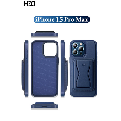 HDD Apple iPhone 15 Pro Max Kılıf HD Deri Luxury Magnet Kartvizitli Kapak - Derin Mor