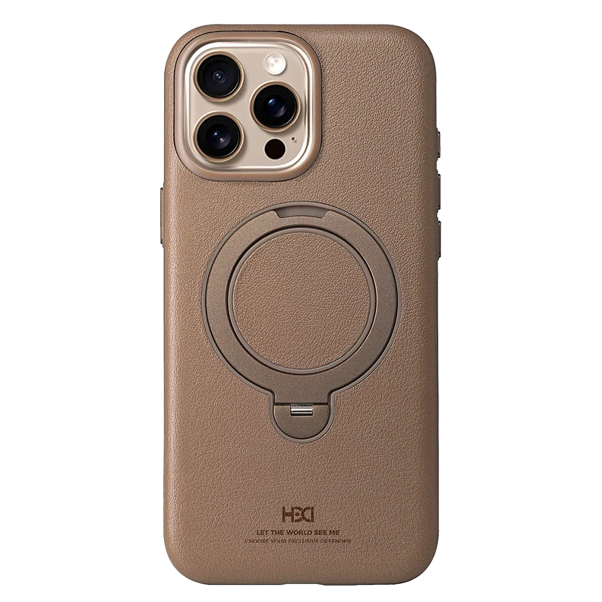 HDD Apple iPhone 15 Pro Max Vapor Deri Magsafe Standlı Kılıf - Gold