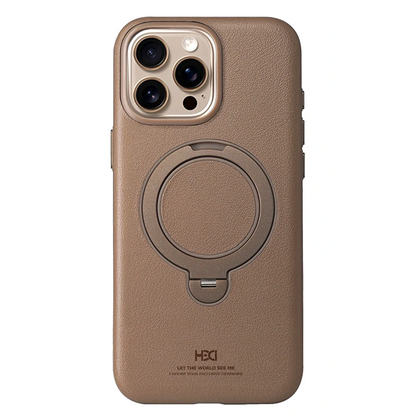 HDD Apple iPhone 15 Pro Max Vapor Deri Magsafe Standlı Kılıf - Gold