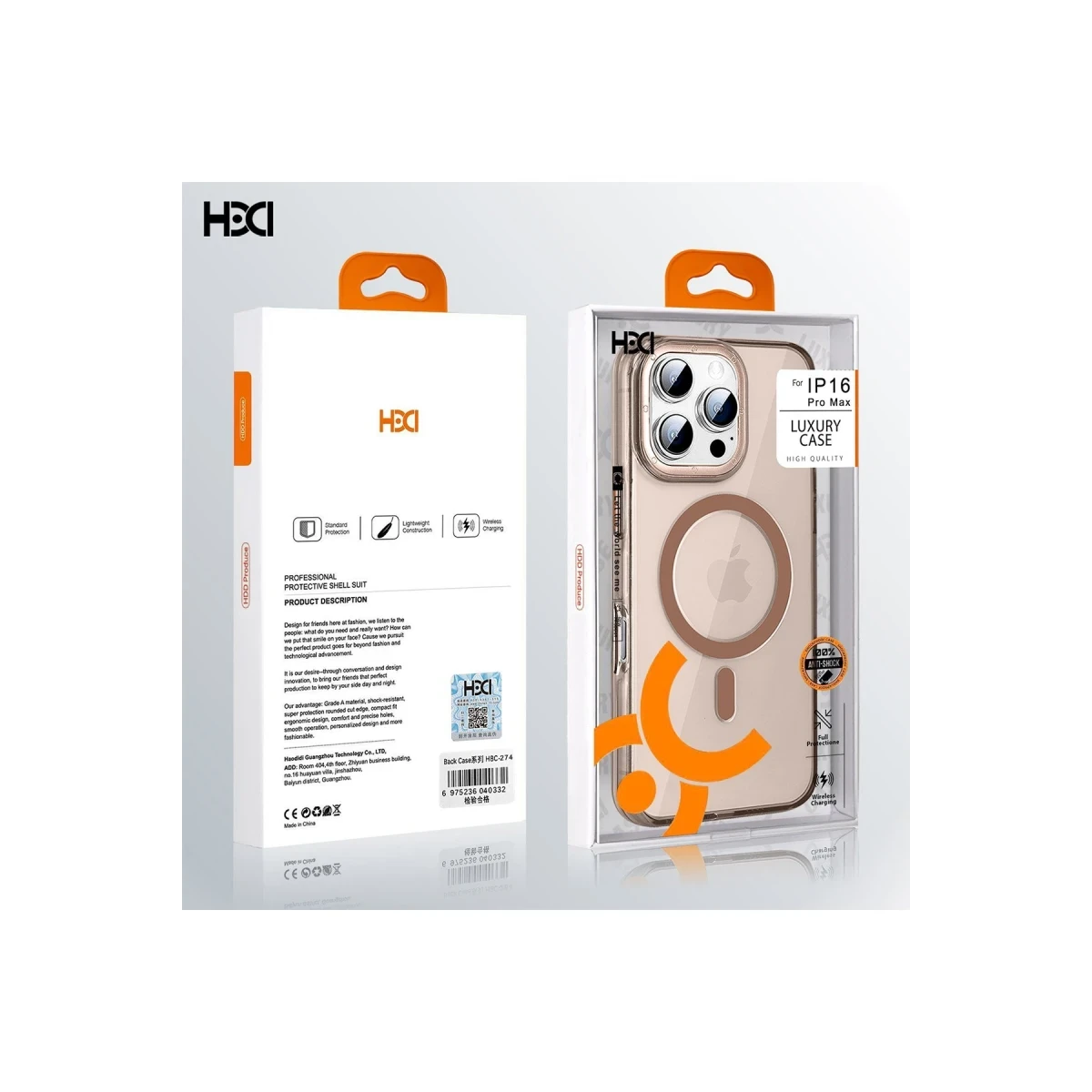HDD Apple iPhone 16 HBC-274 PC 2.0 Şeffaf Magsafe Kapak - Şeffaf