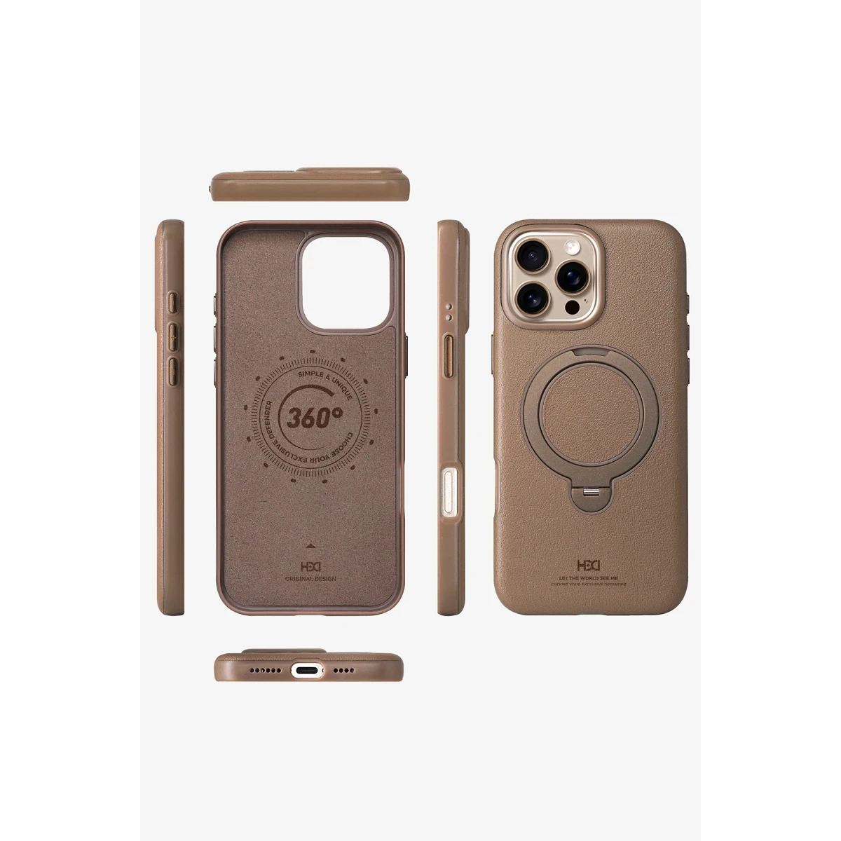 HDD Apple iPhone 16 Pro Max Vapor Deri Magsafe Standlı Kılıf - Gold