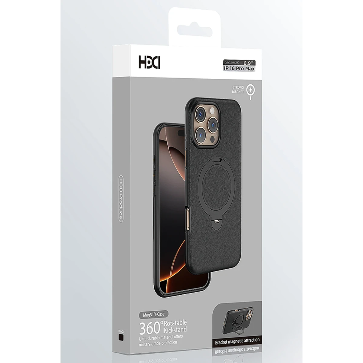 HDD Apple iPhone 16 Pro Max Vapor Deri Magsafe Standlı Kılıf - Gold
