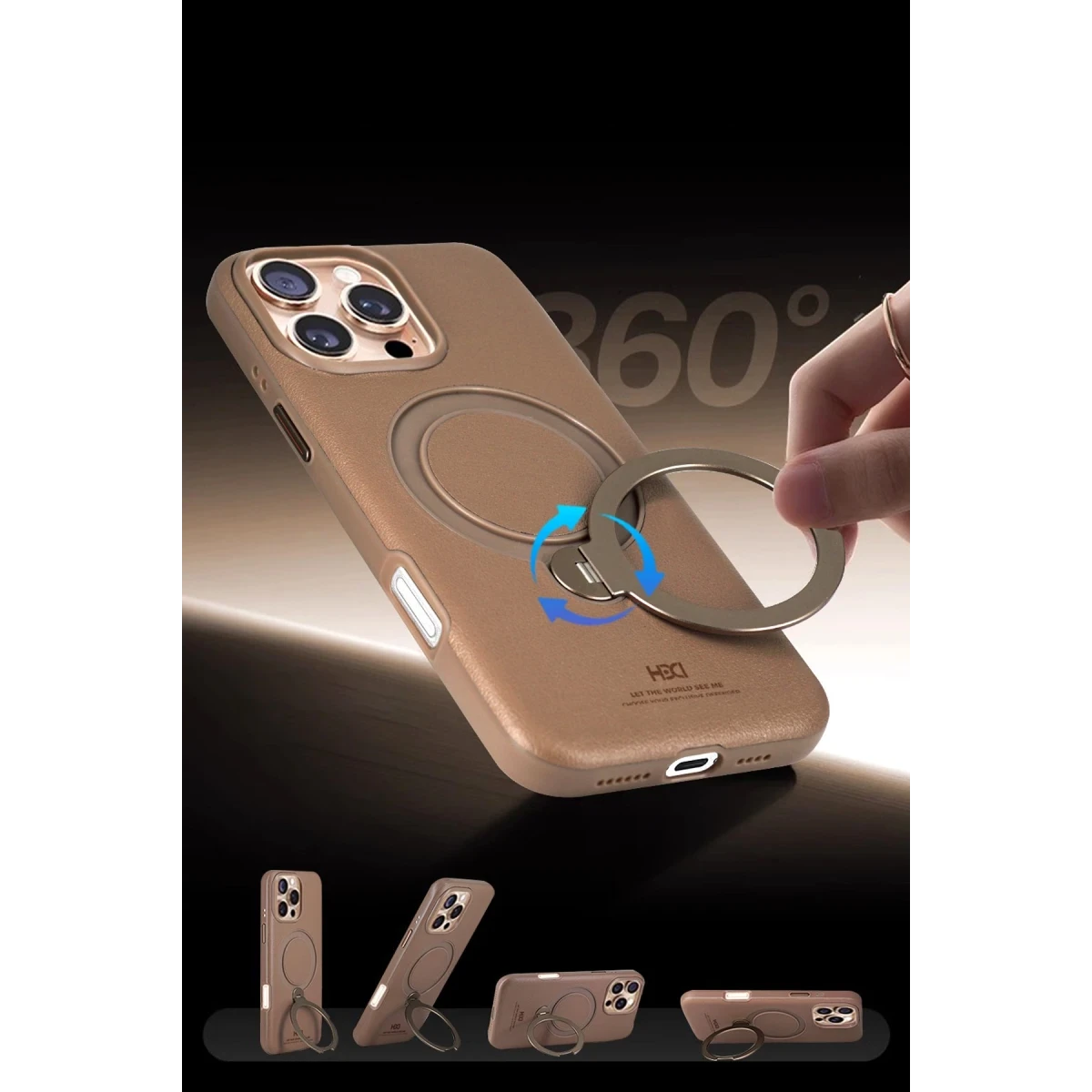 HDD Apple iPhone 16 Pro Max Vapor Deri Magsafe Standlı Kılıf - Titan Gri