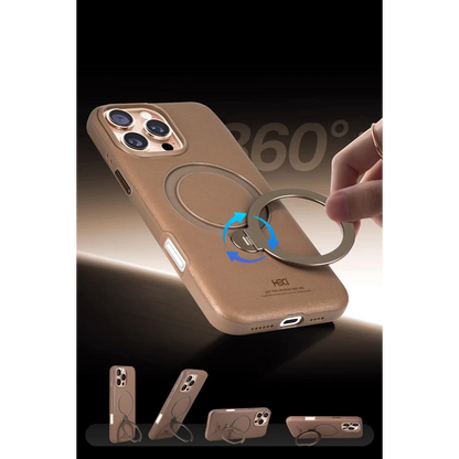 HDD Apple iPhone 16 Pro Max Vapor Deri Magsafe Standlı Kılıf - Titan Gri