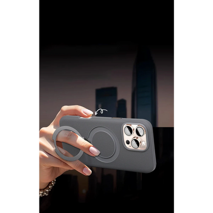 HDD Apple iPhone 16 Pro Vapor Deri Magsafe Standlı Kılıf - Titan Gri