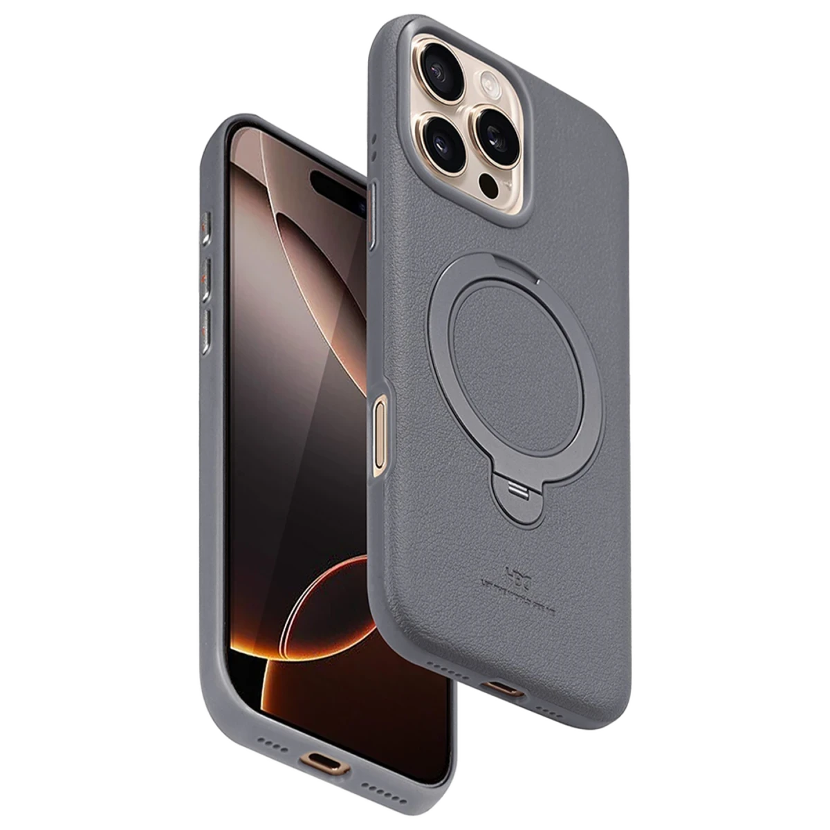 HDD Apple iPhone 16 Pro Vapor Deri Magsafe Standlı Kılıf - Titan Gri