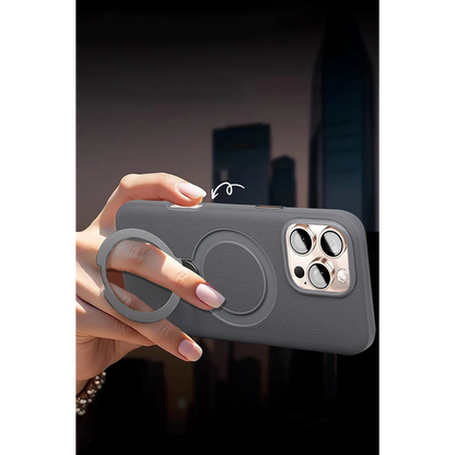 HDD Apple iPhone 16 Vapor Deri Magsafe Standlı Kılıf - Siyah