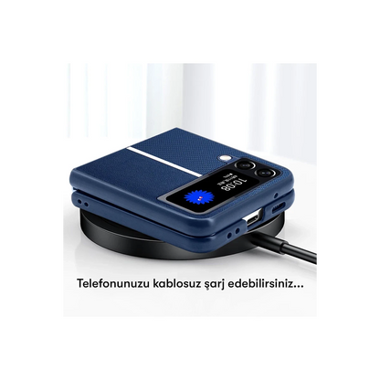 HDD Samsung Galaxy Z Flip 4 Kılıf HBC-155 Lizbon Kapak - Koyu Yeşil