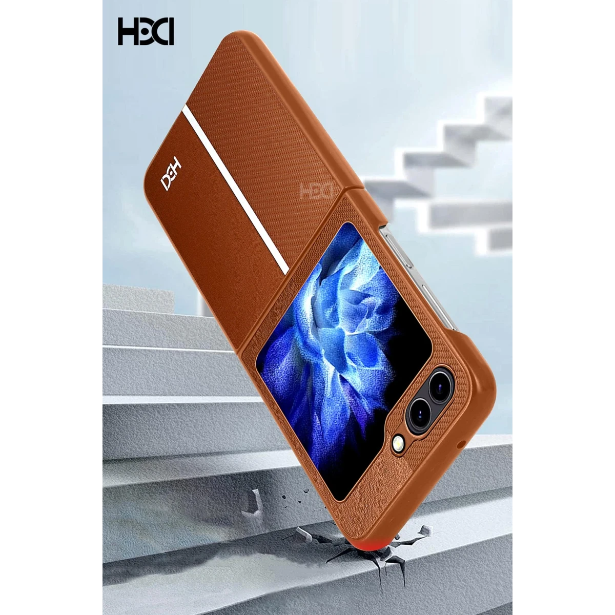 HDD Samsung Galaxy Z Flip 5 Kılıf HBC-155 Lizbon Kapak - Kahverengi