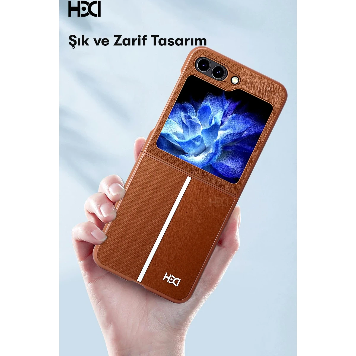 HDD Samsung Galaxy Z Flip 5 Kılıf HBC-155 Lizbon Kapak - Kahverengi