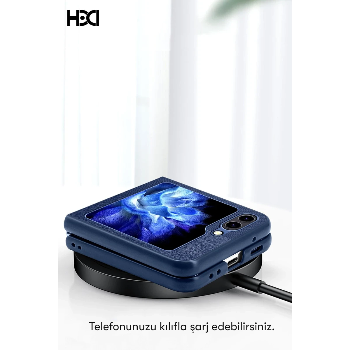 HDD Samsung Galaxy Z Flip 5 Kılıf HBC-155 Lizbon Kapak - Koyu Yeşil