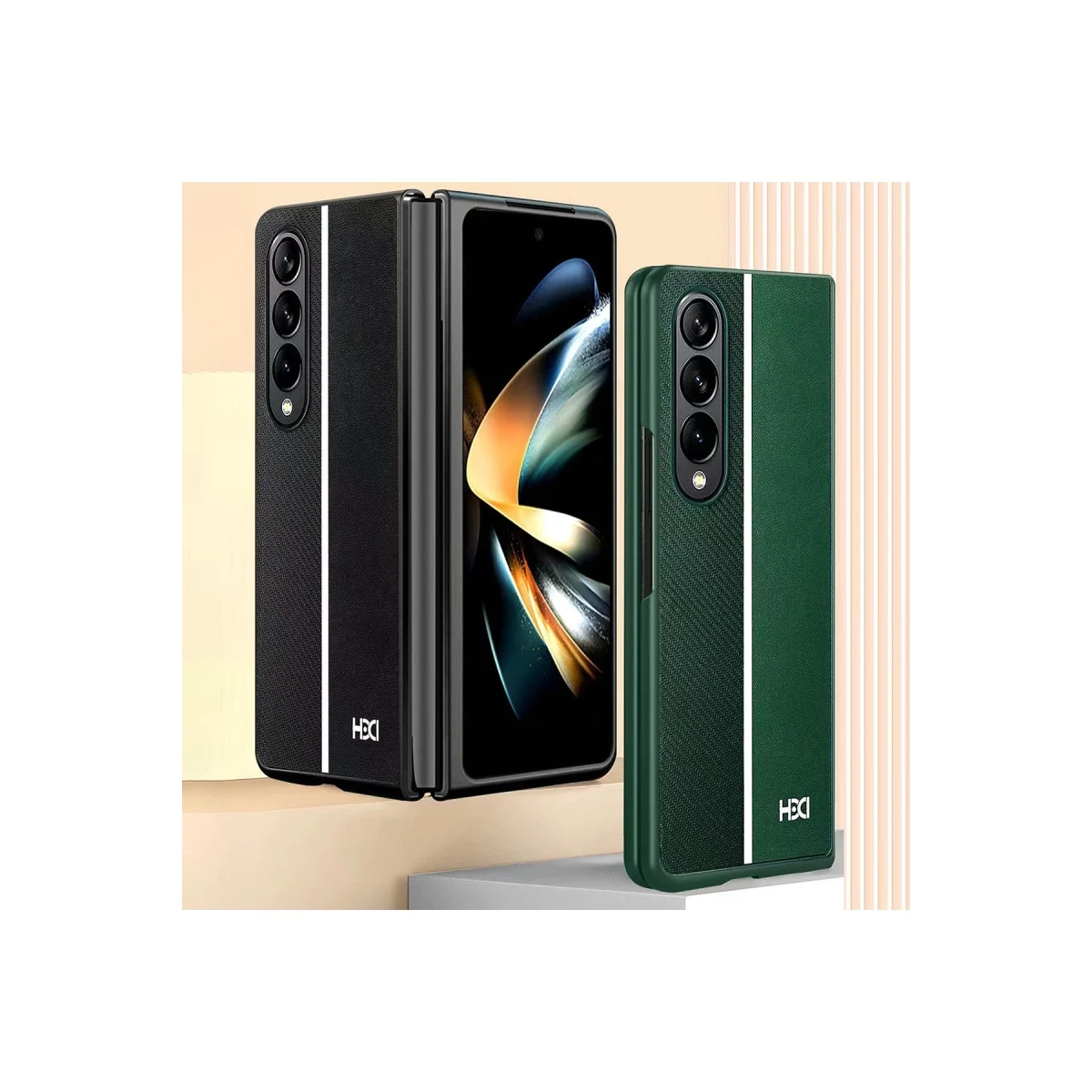 HDD Samsung Galaxy Z Fold 3 Kılıf HBC-155 Lizbon Kapak - Koyu Yeşil