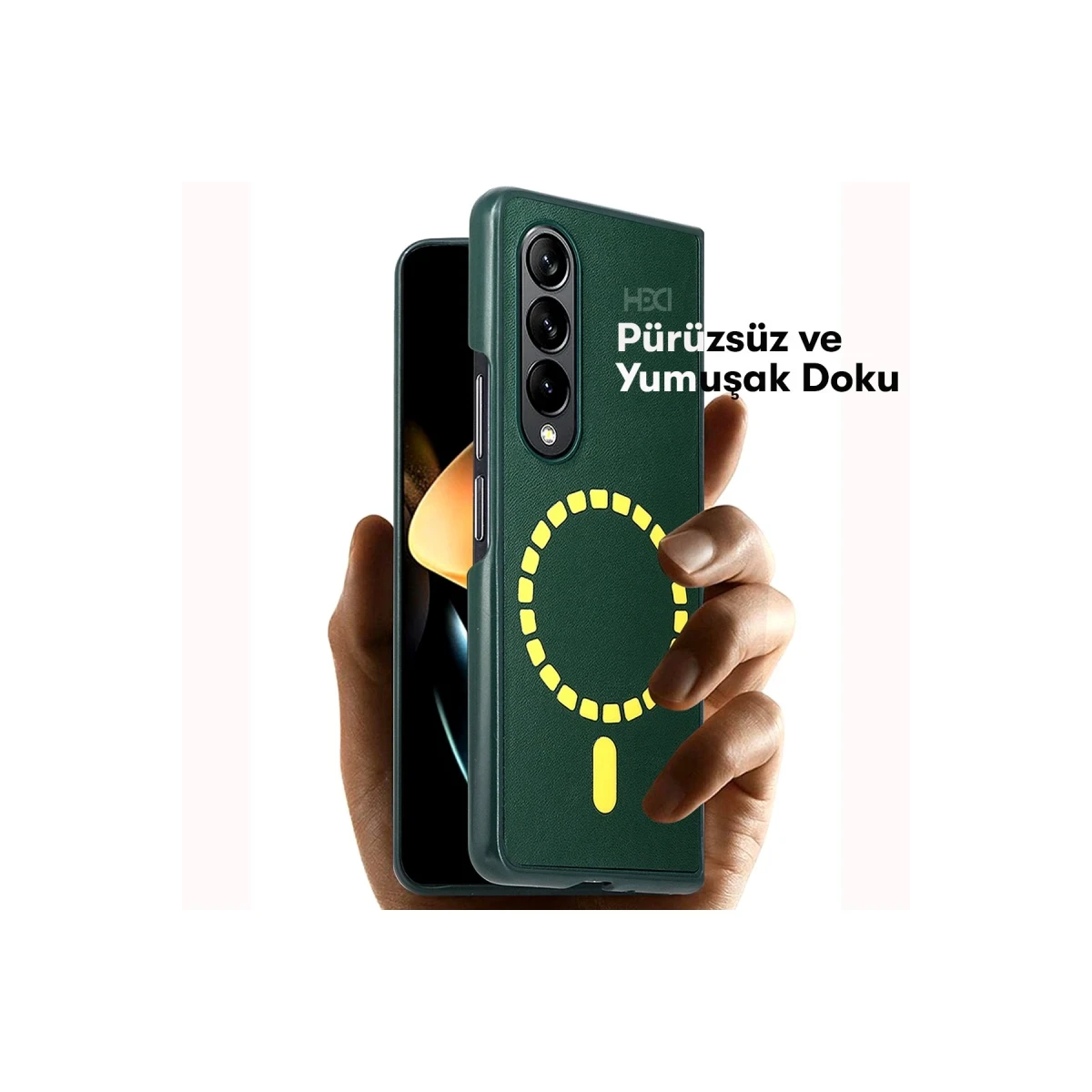 HDD Samsung Galaxy Z Fold 3 Kılıf HBC-156 Forum Magneticsafe Kapak - Kahverengi