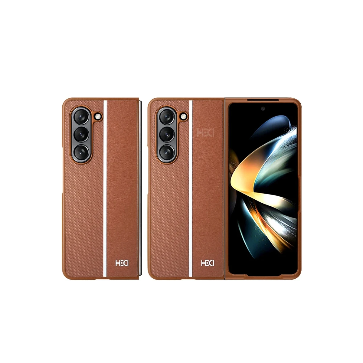 HDD Samsung Galaxy Z Fold 5 Kılıf HBC-155 Lizbon Kapak - Kahverengi
