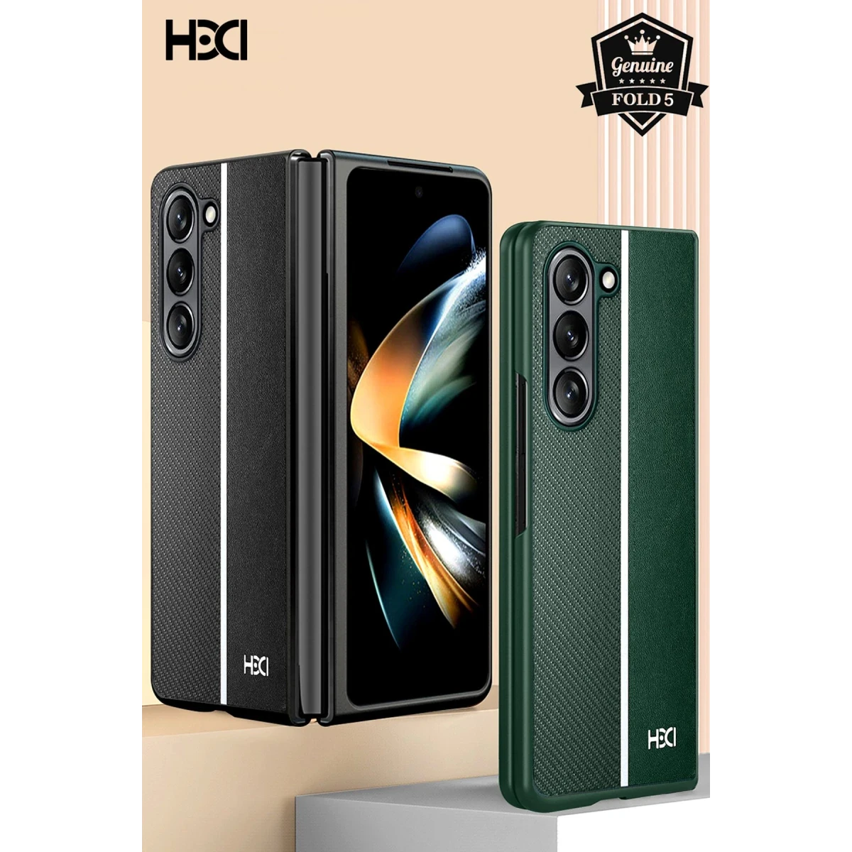 HDD Samsung Galaxy Z Fold 5 Kılıf HBC-155 Lizbon Kapak - Koyu Yeşil