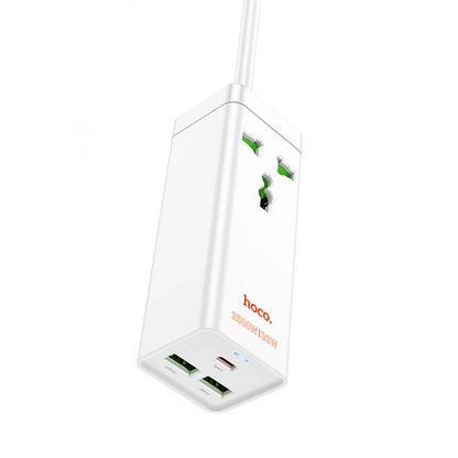 Hoco. AC9A 1.5M Talent 2 Adet USB 1 Adet Type-C 1 Adet Priz PD30W Şarj Aleti - Beyaz