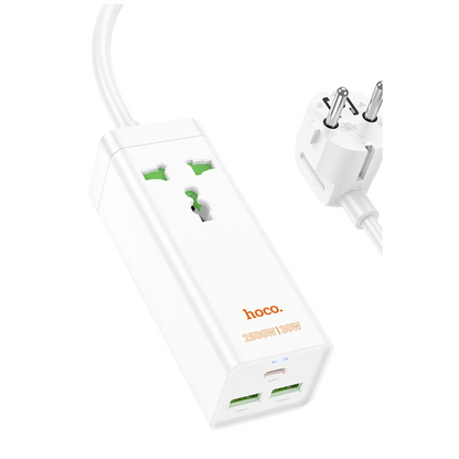 Hoco. AC9A 1.5M Talent 2 Adet USB 1 Adet Type-C 1 Adet Priz PD30W Şarj Aleti - Beyaz