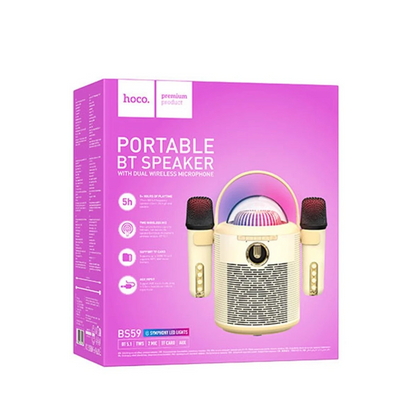 Hoco. BS59 Pearlescent 10W Mikrofonlu Bluetooth Kablosuz Hoparlör - Bej