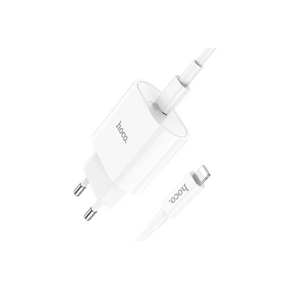 Hoco. C94A Metro 20W Type-C Çıkışlı Ekstra Type-C to Lightning Kablolu PD Hızlı Şarj Aleti - Beyaz