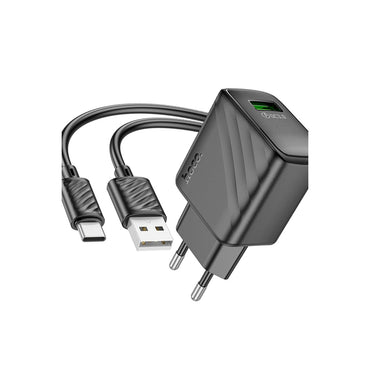 Hoco. CS21A Rich 18W USB 3.0 QC Çıkışlı Ekstra USB to Type-C Kablolu Hızlı Şarj Aleti