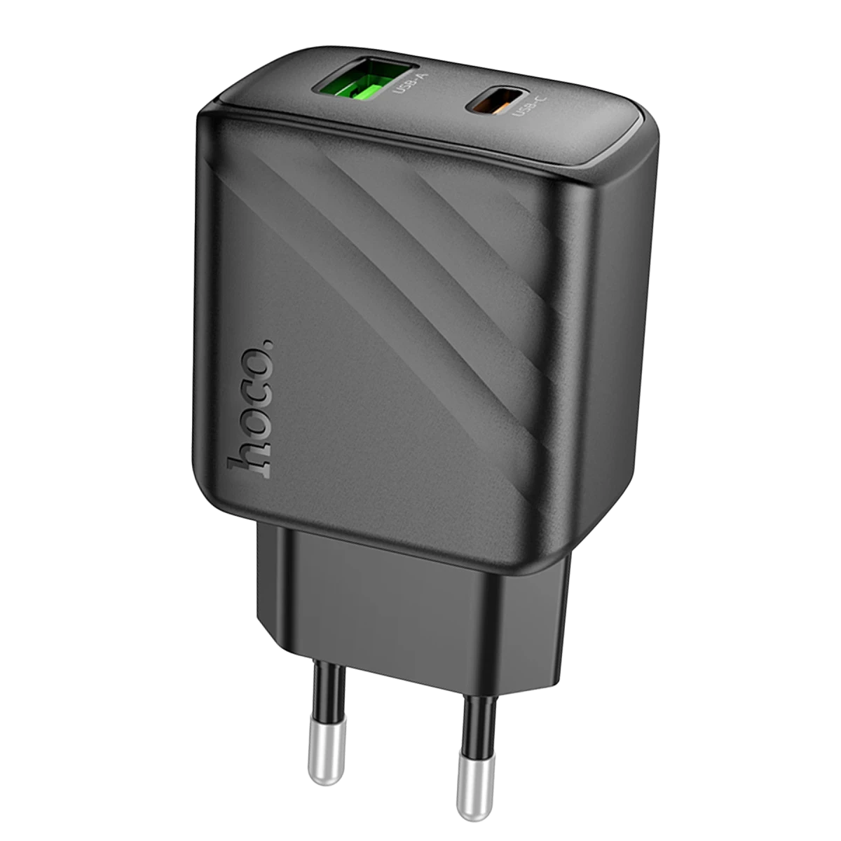 Hoco. CS23A Sunlight 30W 1 Adet Type-C ve 1 Adet USB 3.0 QC Çıkışlı PD Hızlı Şarj Aleti - Siyah