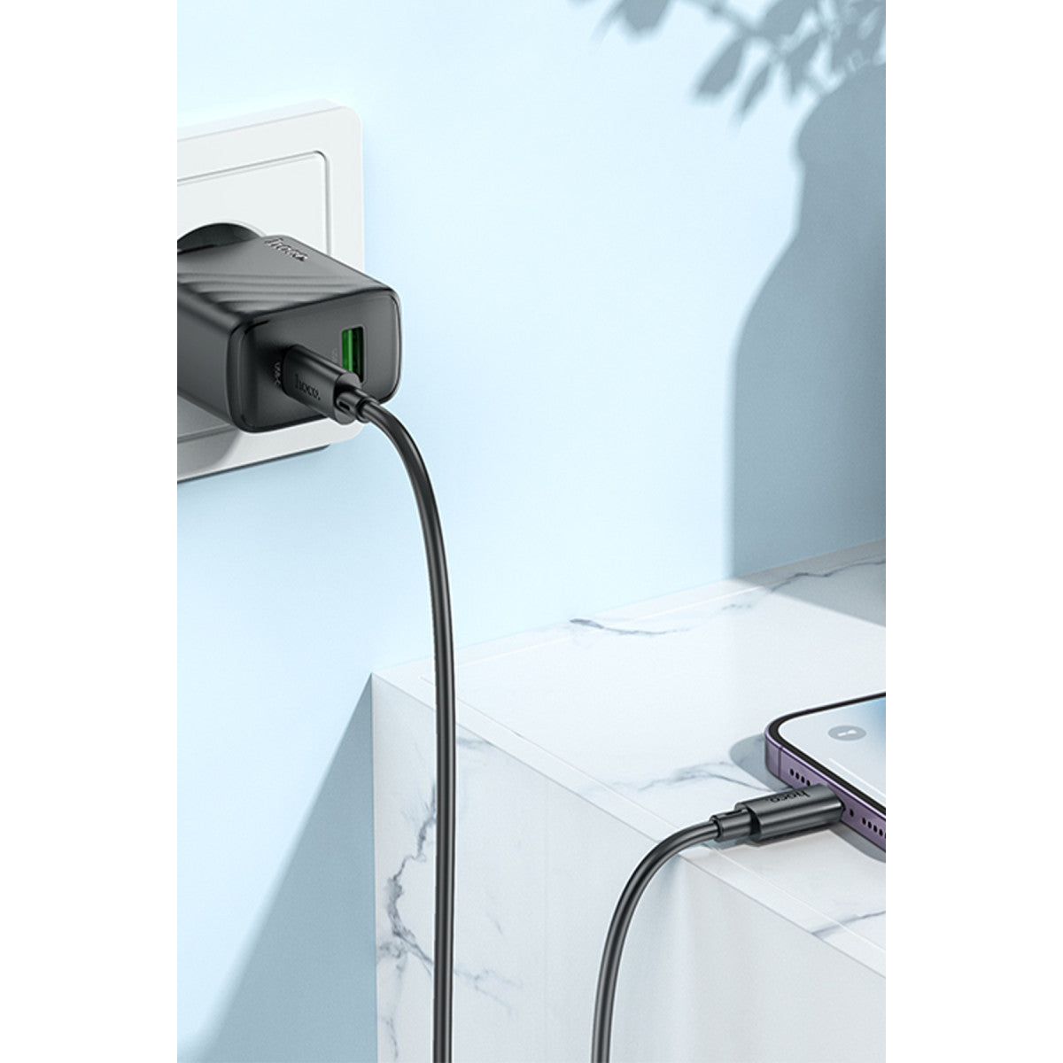 Hoco. CS23A Sunlight 30W 1 Adet Type-C ve 1 Adet USB 3.0 QC Çıkışlı PD Hızlı Şarj Aleti