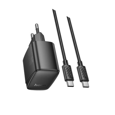 Hoco. CS61A Bright 30W 1 Adet Type-C ve 1 Adet USB 3.0 QC Çıkışlı Ekstra Type-C to Type-C Kablolu PD Hızlı Şarj Aleti