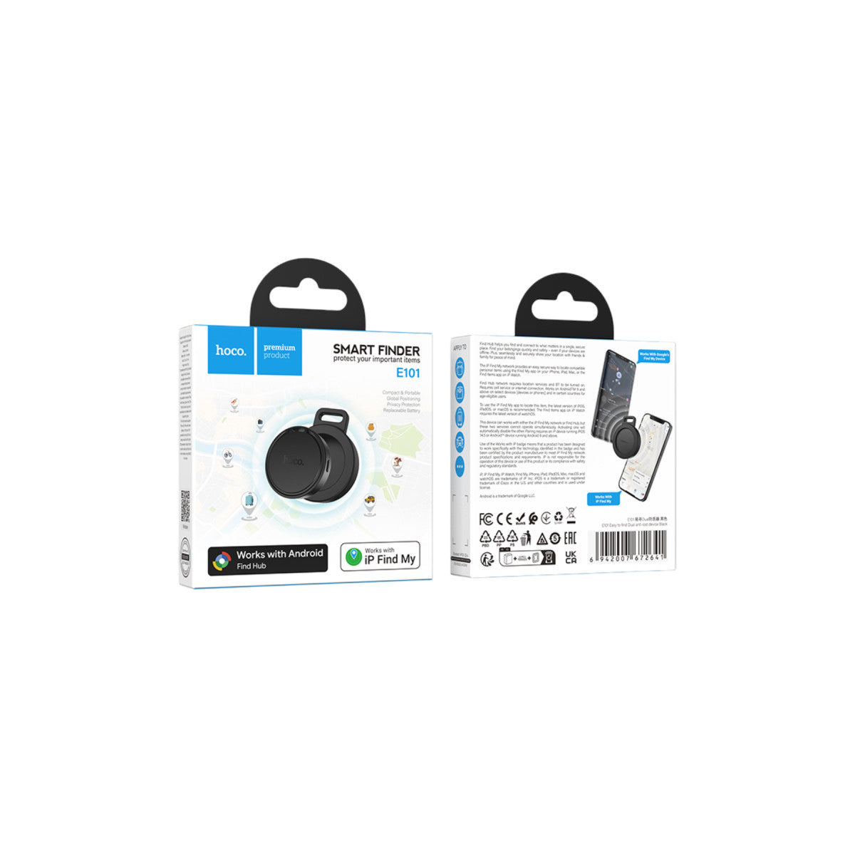 Hoco. E101 Dual Intelligent Apple Find My ve Google Find My Özellikli Anti-Lost Takip Cihazı